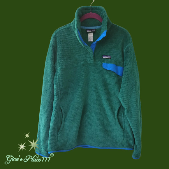 Patagonia Sweaters - Patagonia Womens Lightweight Synchilla Quarter Snap-T Fleece Pullover Green XL